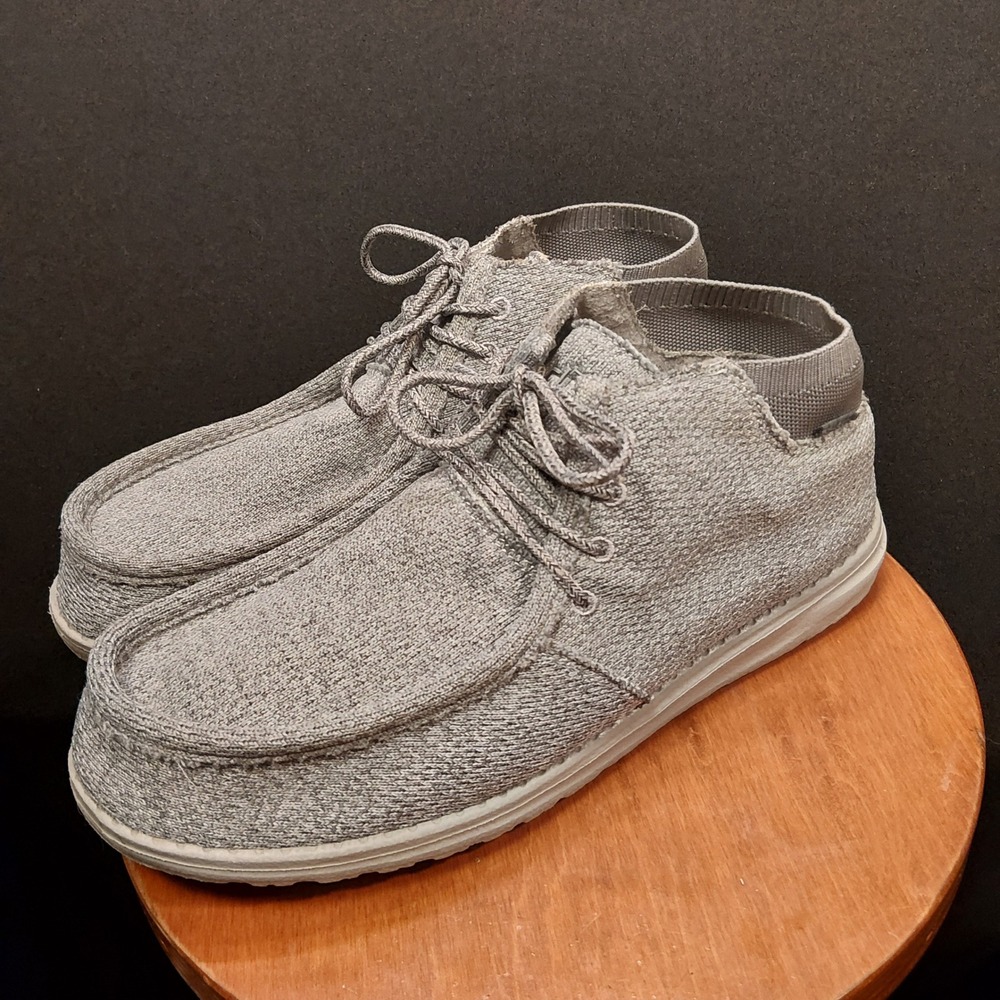 Hey Dude Wayne Grey Knit Moc Toe Slip On Loafers Chukka Boot Mens 12 112143000
